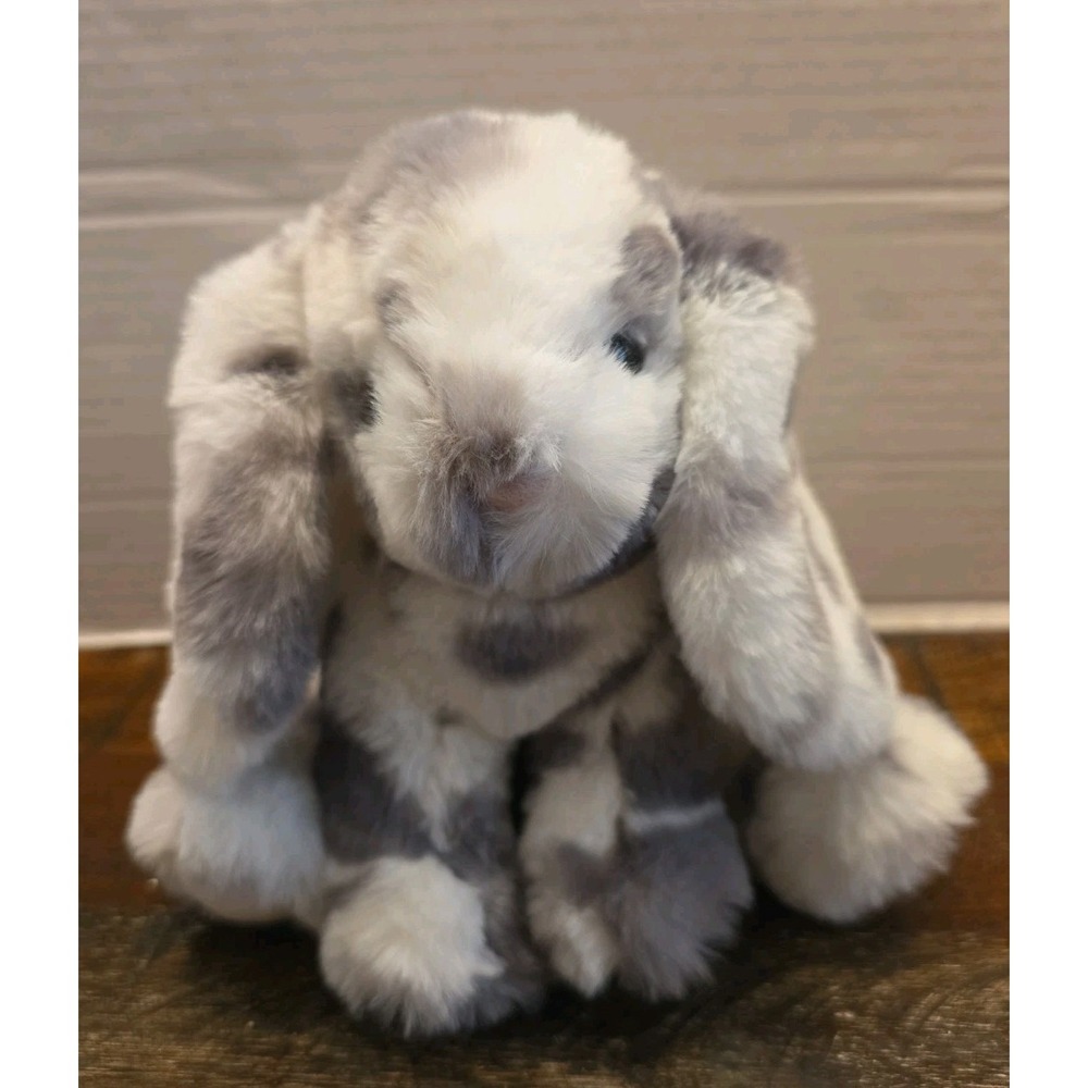 Douglas Cuddle Toy Bunny Rabbit Plush 7" Gray White Spotted Lop Eared Small Soft
